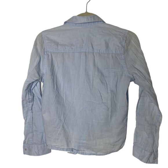 Jennyfer Blue Tie Front Button Down Shirt Women’s Size Small - Picture 3 of 6